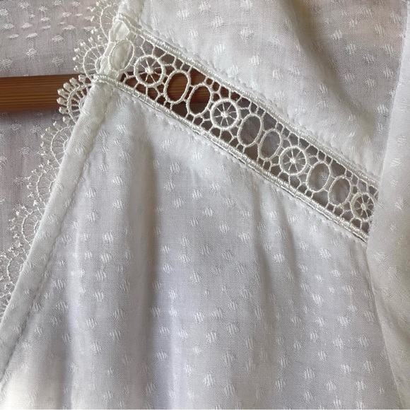 Express Top Women Large White V Neck Flare Long Sleeve Peplum Jacquard Blouse - Picture 4 of 6